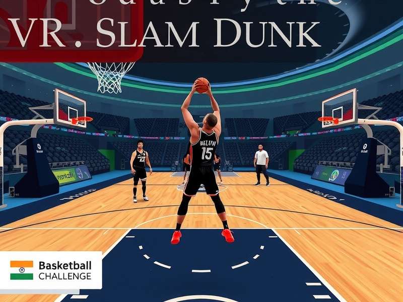 VR Slam Dunk Challenge tournament scene with competitive Indian players